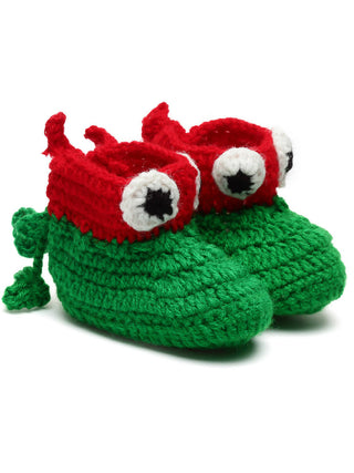 Chutput Kids Woollen Hand Knitted Superhero Detailed Booties - Green - Distacart