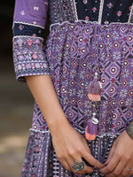 Thumbnail for Juniper Women's Lavender Printed Tiered Dress - Distacart