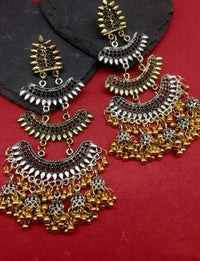 Thumbnail for Mominos Fashion Beautiful Silver & Gold Earrings with Jhumkas Design - Distacart