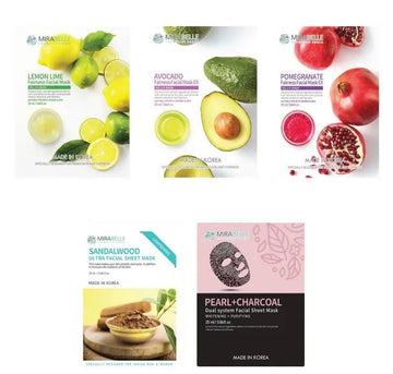 Mirabelle Korea Lighter Skin Facial Sheet Mask Combo - Distacart