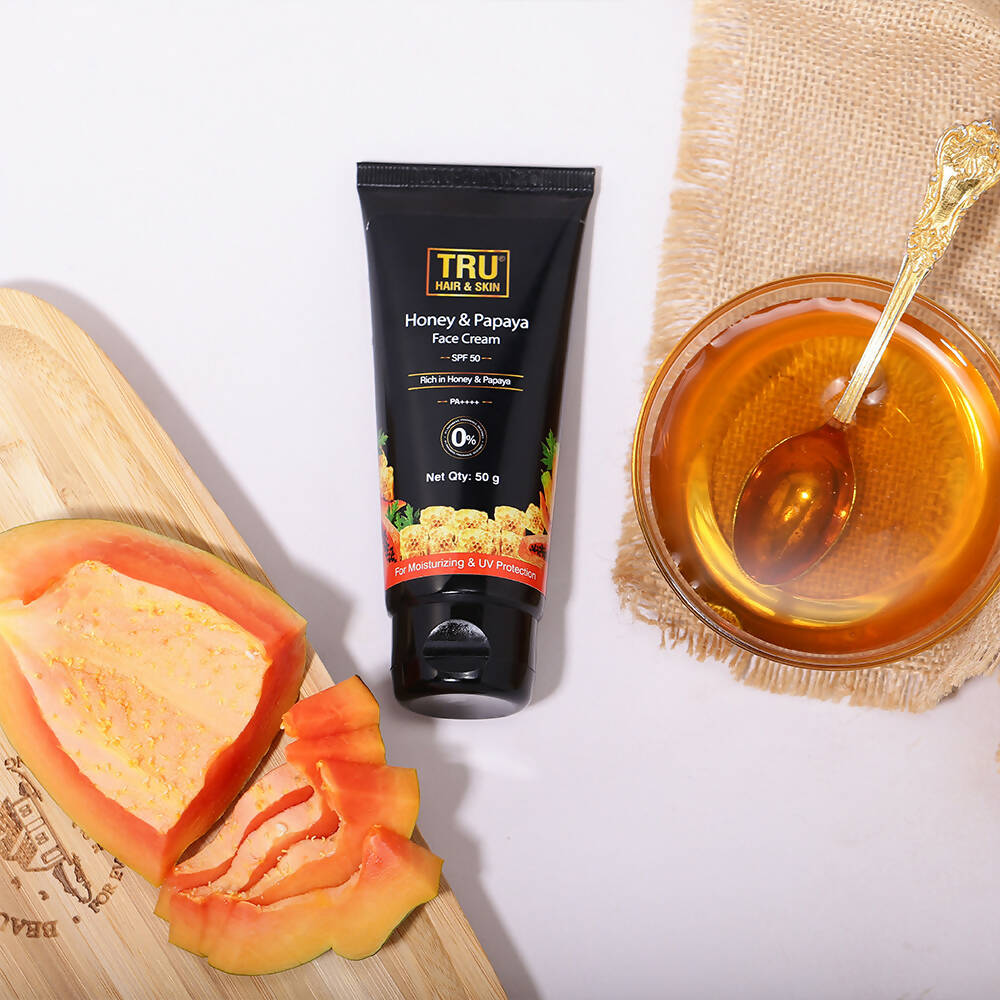Tru Hair & Skin Honey & Papaya SPF 50 Face Cream - Distacart