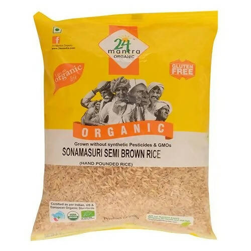 24 Mantra Organic Sonamasuri Semi Brown Hand Pounded Rice - Distacart