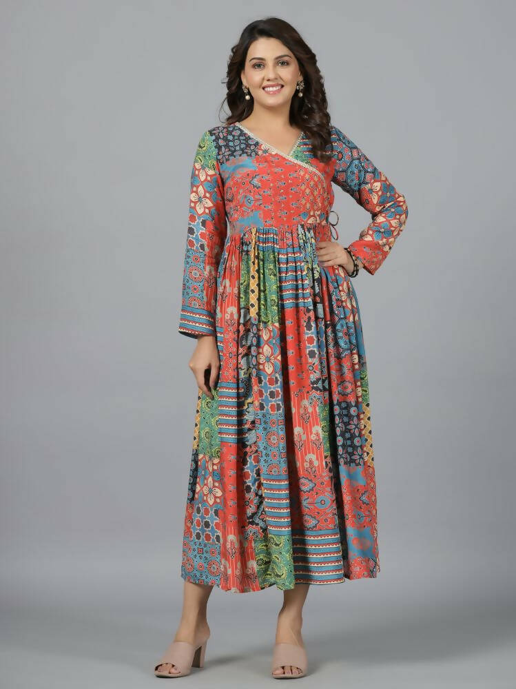 Juniper Women Red Muslin Printed Maxi Dress - Distacart