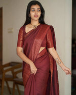 Thumbnail for DEIANA'S Beautiful Golden Jari with New Design Soft Lichi Silk Saree - Brown - Distacart