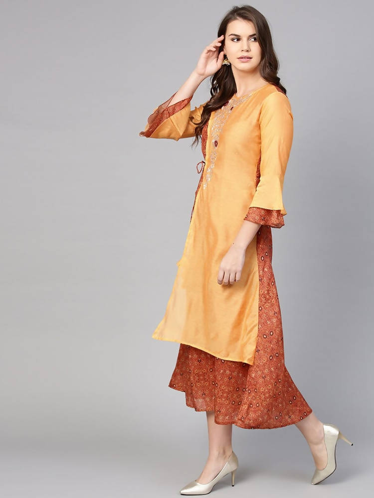 Yufta Orange And Brown A-line dress