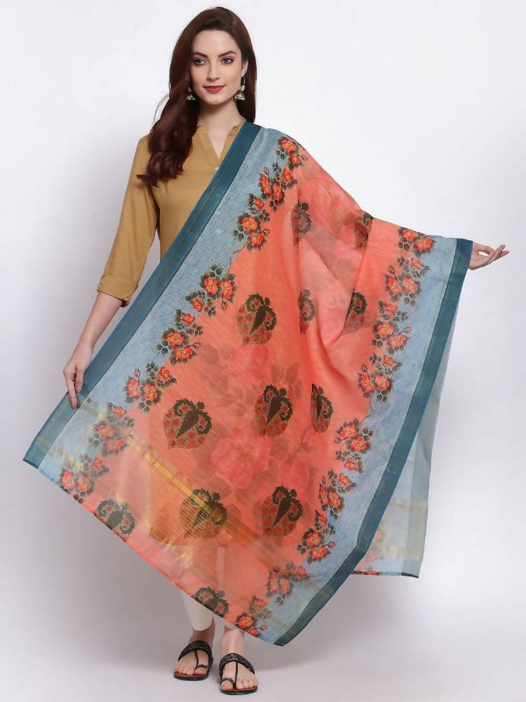 Myshka Women's Traditional Multi Cotton Silk Printed Casual Dupatta