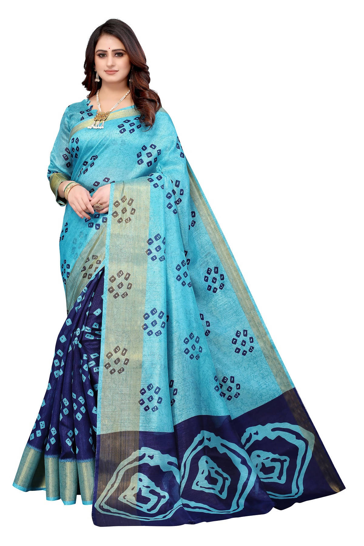 Vamika Ethnic Fire Navy Jari Border Linen Saree - Distacart
