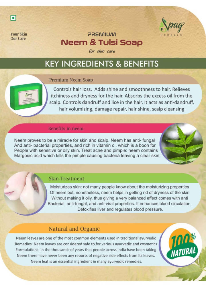 Spag Herbals Organic Neem and Tulsi Handmade Soap - Distacart