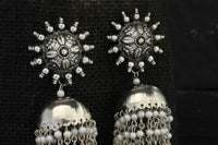 Thumbnail for Mominos Fashion Johar Kamal Silver-Plated Earrings With Pearls Jhumkas - Distacart