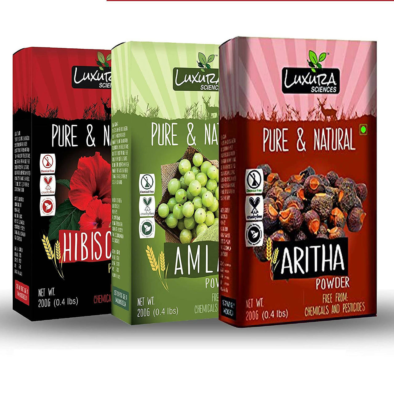 Luxura Sciences Natural Hair Care for Hair Thickening - Hibiscus + Amla + Aritha - Distacart