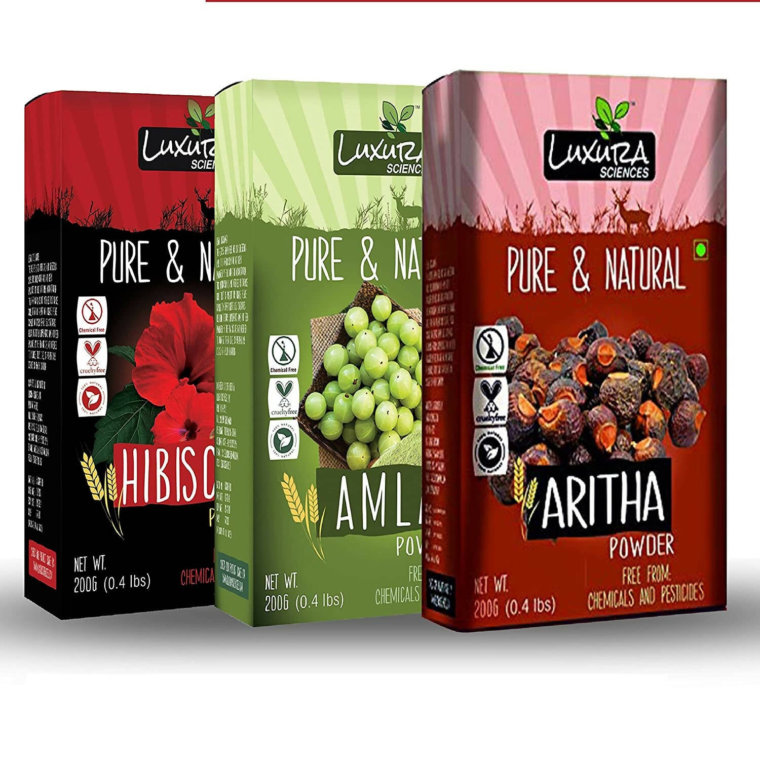 Luxura Sciences Natural Hair Care for Hair Thickening - Hibiscus + Amla + Aritha - Distacart