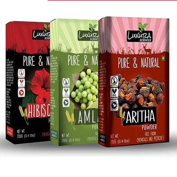 Luxura Sciences Natural Hair Care for Hair Thickening - Hibiscus + Amla + Aritha - Distacart