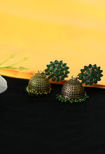 Thumbnail for Mominos Fashion Johar Kamal Beautiful Kundan Work Jhumka With Green Beads - Distacart
