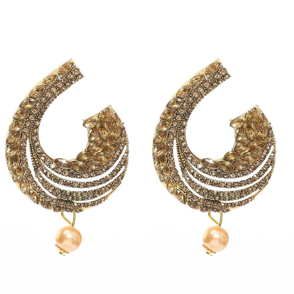 Tehzeeb Creations Golden Plated Earrings With Kundan And Pearl