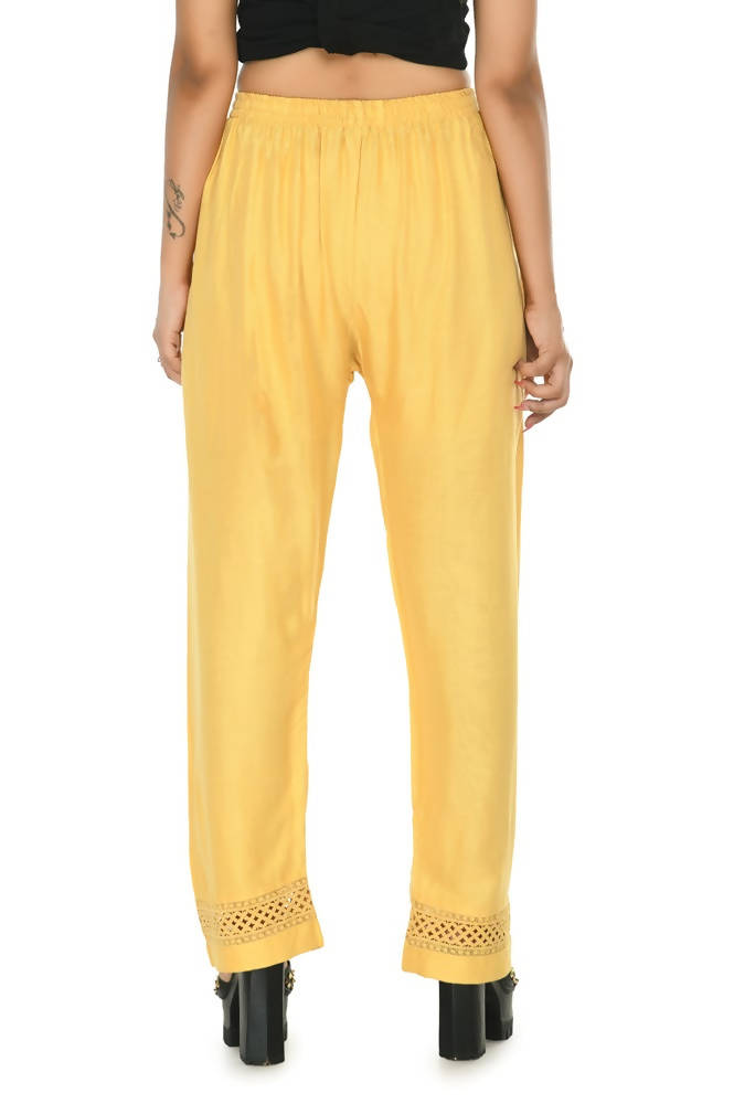 Mominos Fashion Moeza Reyon Cotton Golden Color Straight Work Palazzo