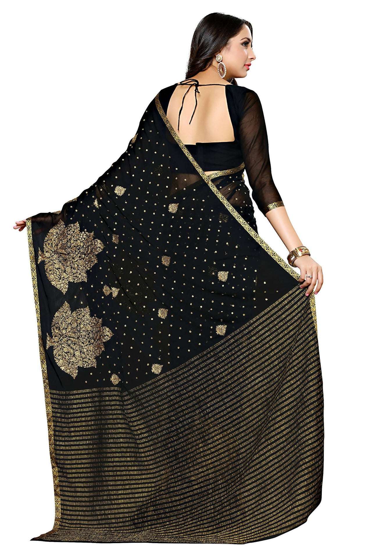 Mimosa Women's Banarasi Chiffon Black Saree - Distacart