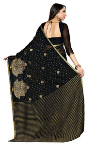 Thumbnail for Mimosa Women's Banarasi Chiffon Black Saree - Distacart