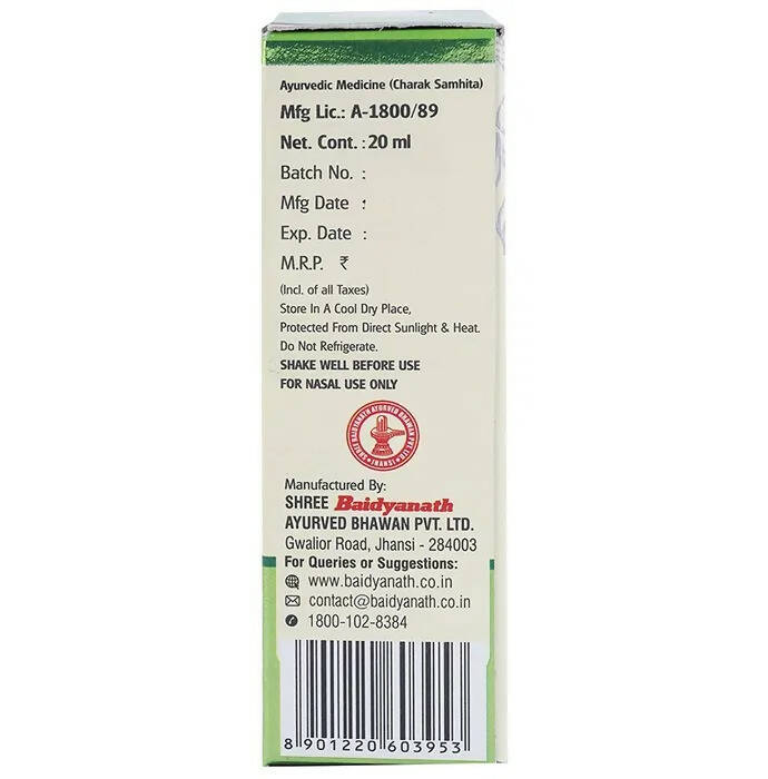 Baidyanath Jhansi Anu Taila Ayurvedic Nasal Drops - Distacart