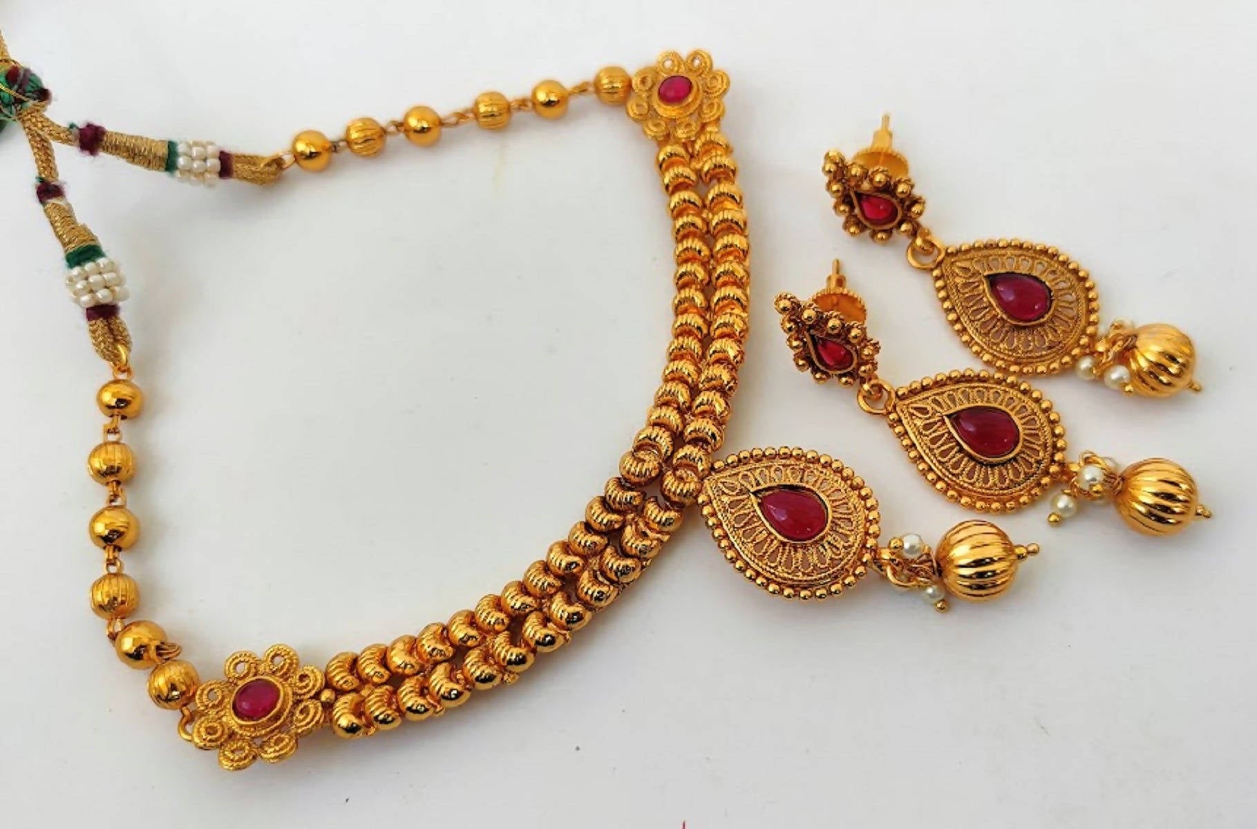 Kemp Designer Short Pink Necklace Set - Distacart