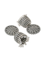 Thumbnail for NVR Women Silver Toned Dome Shaped Jhumkas Earrings - Distacart