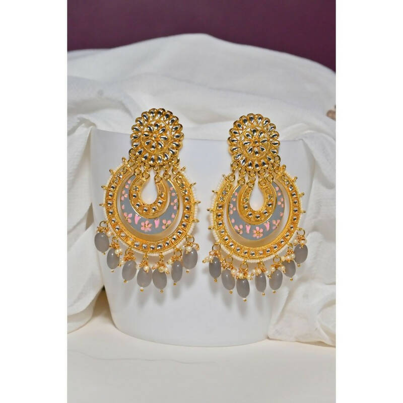 Chandbali Gold-Plated Beige Drop & Dangler Earrings For Women & Girls By House of Ree - Distacart