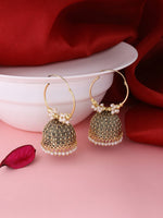Thumbnail for NVR Women Gold Toned Contemporary Jhumkas Earrings - Distacart