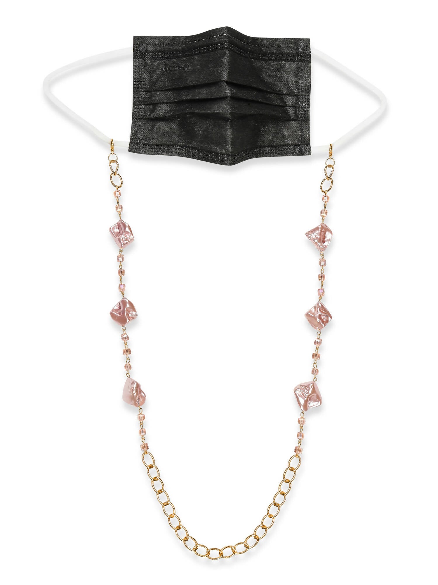 Pink Gold-Toned Embellished Mask Chain - Ruby Raang - Distacart