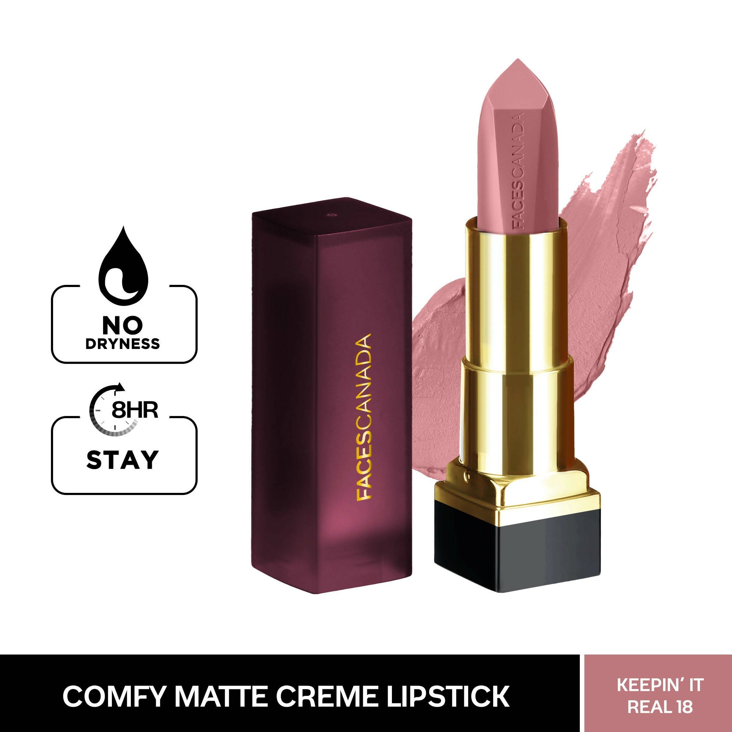Faces Canada Comfy Matte Creme Lipstick - Keepin' It Real 18 - Distacart