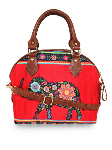 Sabhyata Elephant - Satin Handbag With Detachable Sling - Distacart