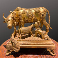 Thumbnail for Brass Kamadhenu with Calf & Baby Krishna Idol - Distacart