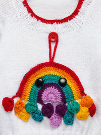 Thumbnail for Chutput Kids White Coloured Solid Pullover For Baby Boys with Rainbow Detail - Distacart