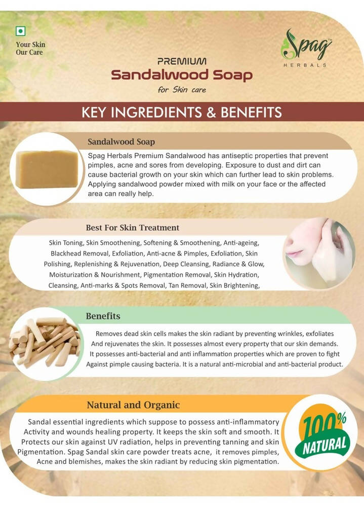 Spag Herbals Organic Sandalwood Handmade Soap - Distacart