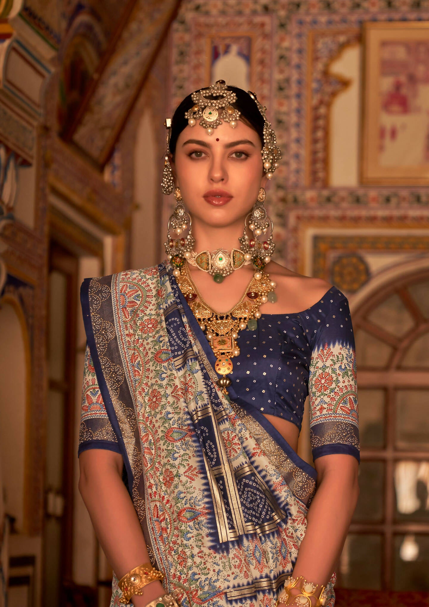 Dark Blue P V Silk Digital Print, Zari Work Printed Saree - Rewaa Parampara - Distacart