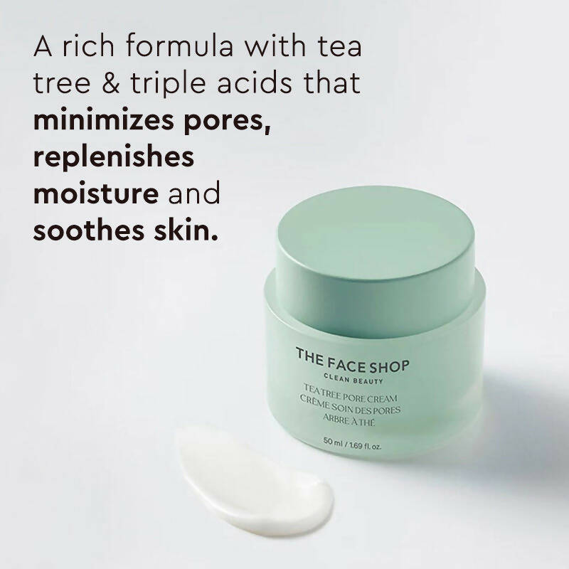 The Face Shop Tea Tree Pore Cream For Oily & Acne Prone Skin - Distacart
