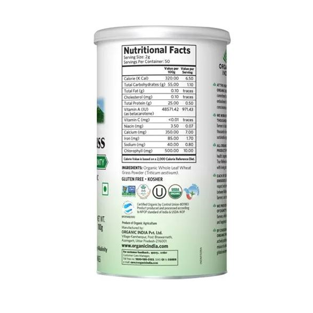 Organic India Wheat Grass Powder - 100 Gm - Distacart