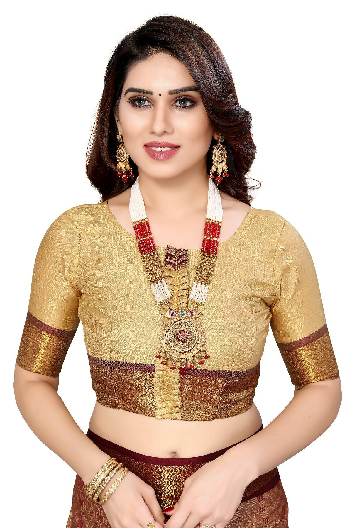 Vamika Weaving Brown Cotton Silk Saree - Distacart