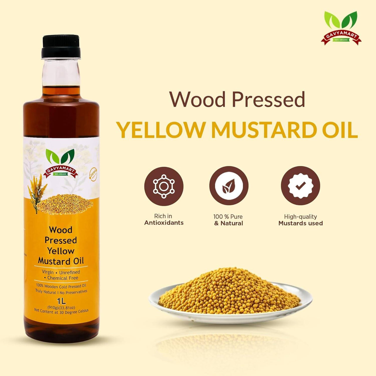 Gavyamart Wood Pressed Yellow Mustard Oil - Distacart