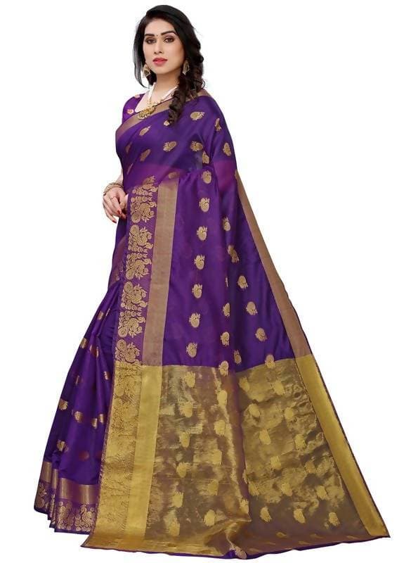 Vamika Banarasi Jacquard Weaving Violet Saree (Shining Violet)