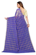 Thumbnail for Vamika Ethnic Fire Blue Jari Work Chiffon Saree - Distacart