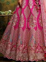Thumbnail for House of Panchhi Pink Pure Silk Moti & Zarkan heavy embroidery Lehenga choli & Dupatta - Distacart
