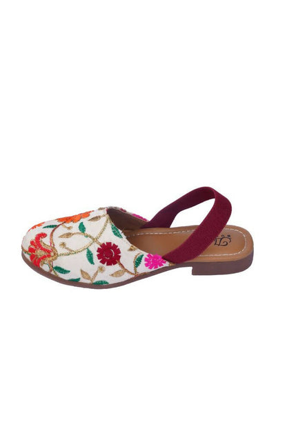 Tiny Bugs Girls Embroidered Strap Ethnic Jutis-Beige - Distacart