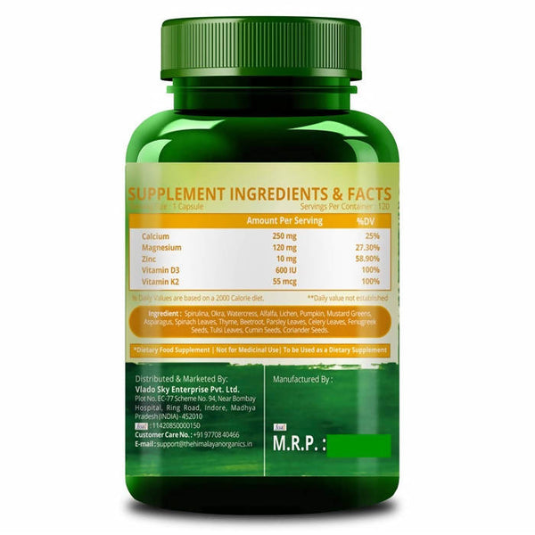 Himalayan Organics Plant Based Calcium + Magnesium + Zinc, D3+K2 Vegetarian Capsules - Distacart