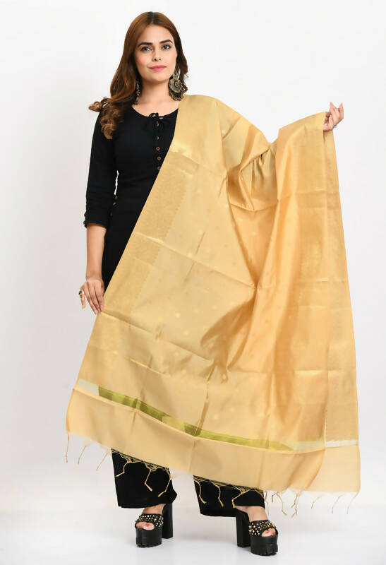 Mominos Fashion Moeza Women's Banarsi Silk Woven Design Golden Dupatta - Distacart