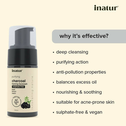 Inatur Charcoal Foaming Face Wash - Distacart