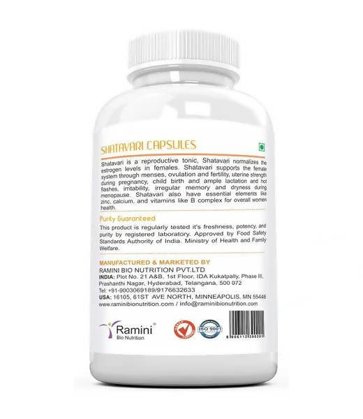 Ramini Bio Nutrition Shatavari 500mg Veg Capsules - Distacart