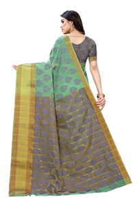 Thumbnail for Vamika Green Jari Work Cotton Silk Saree (RIDHIMA GREEN) - Distacart
