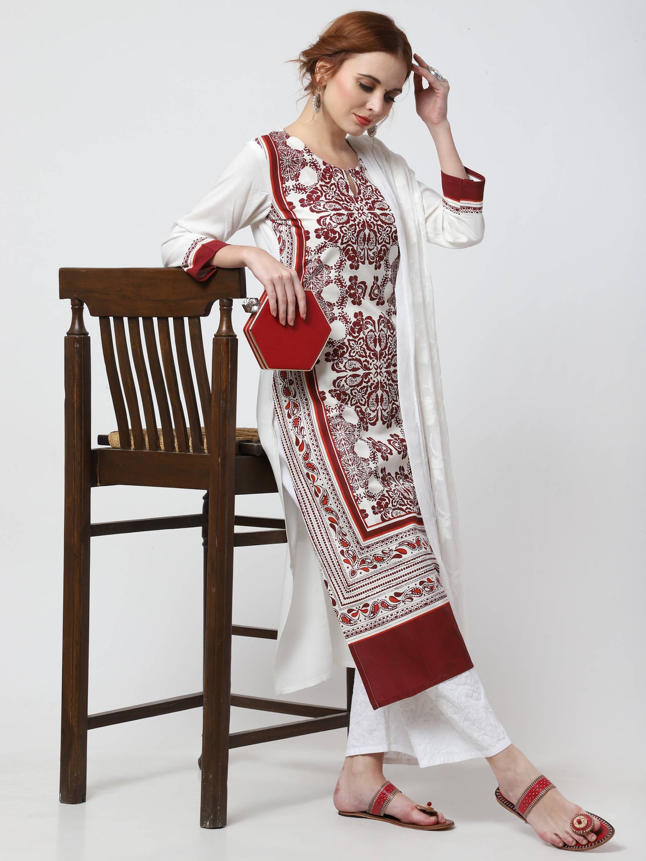 Cheera Kurta With Chikankari Palazzo & Embroidered Dupatta Set (CH092KPD) - Distacart