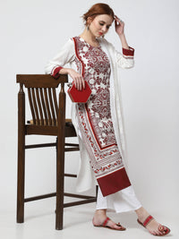 Thumbnail for Cheera Kurta With Chikankari Palazzo & Embroidered Dupatta Set (CH092KPD) - Distacart