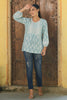 Juniper Women's Skyblue Cambric Placement Floral Printed Tunic - Distacart