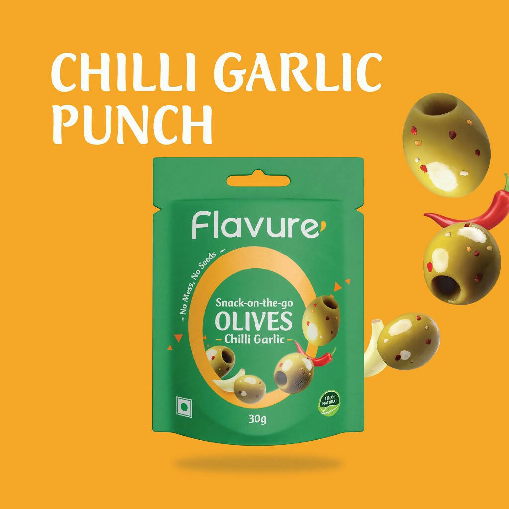Flavure Snack-On-The-Go Olives Chilli Garlic - Distacart